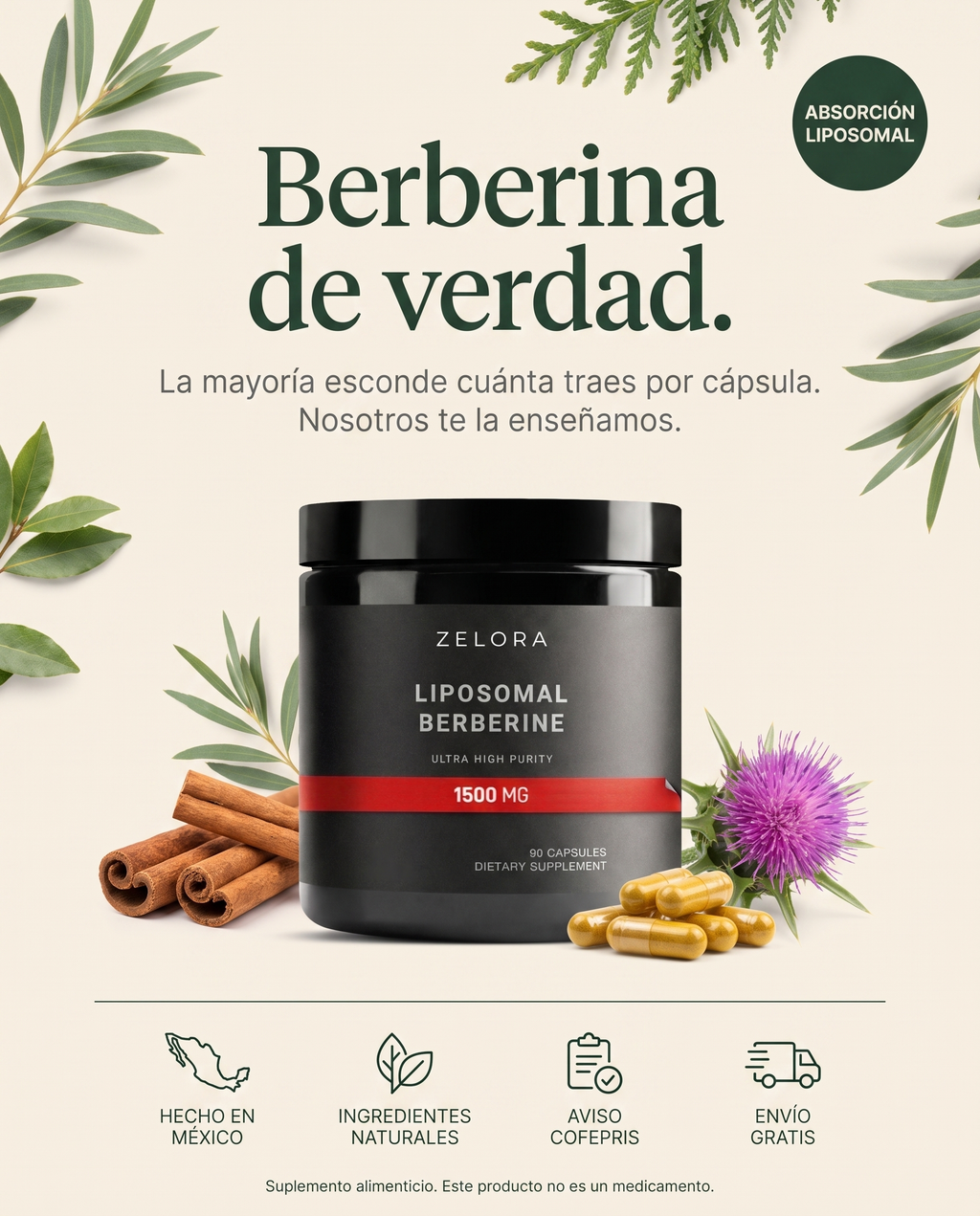 Zelora Berberina Liposomal 90 cápsulas