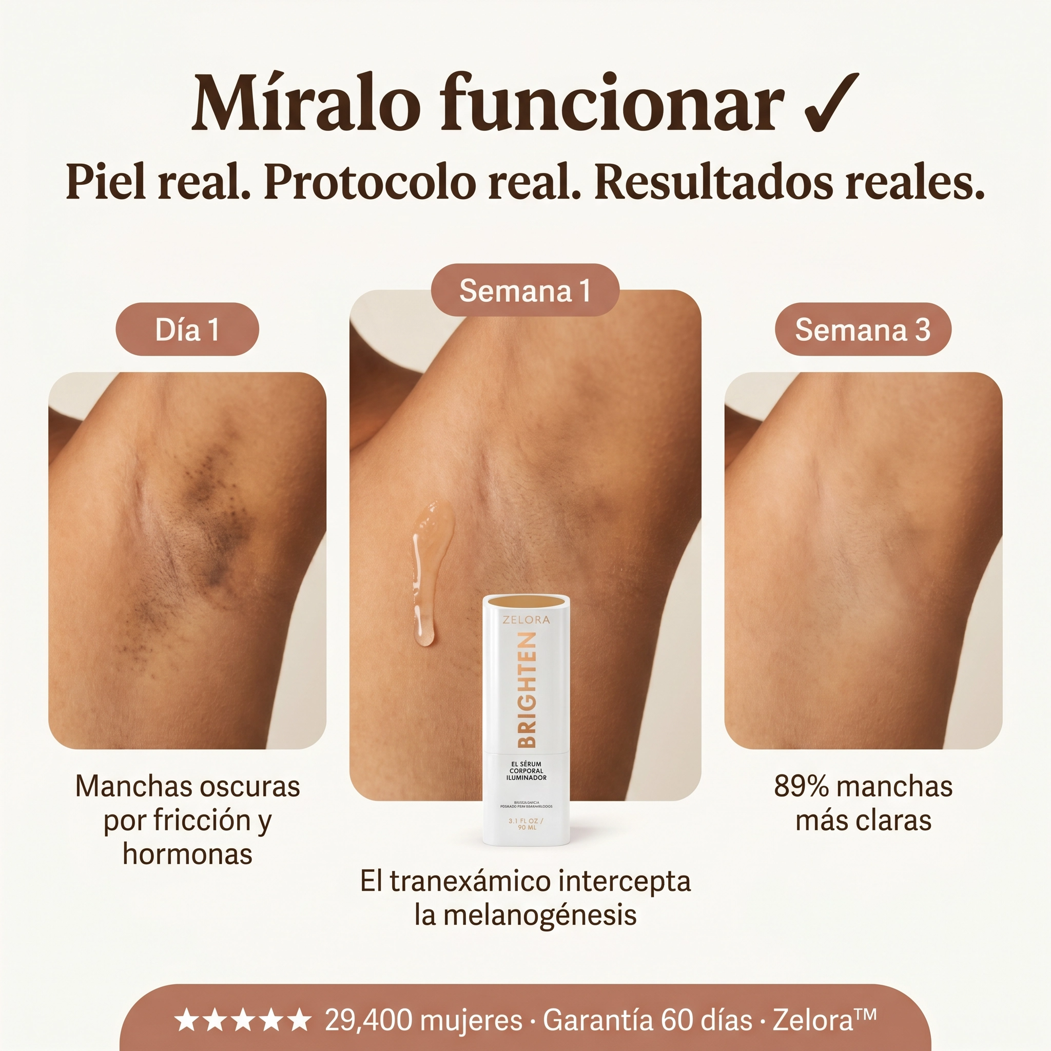 Sérum Aclarador con Ácido Tranexámico al 5% para Axilas, Ingles y Zonas Íntimas